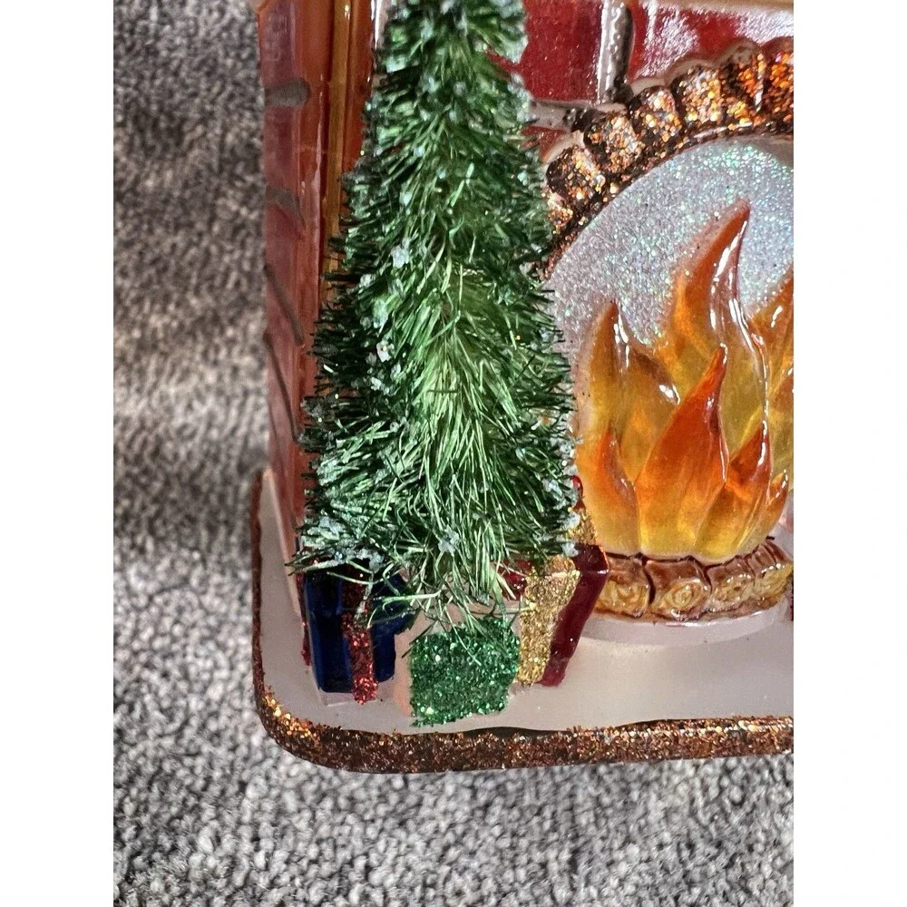 Eulit Christmas Fireplace Glitter Flickering FIame Plug-in Nightlight TESTED